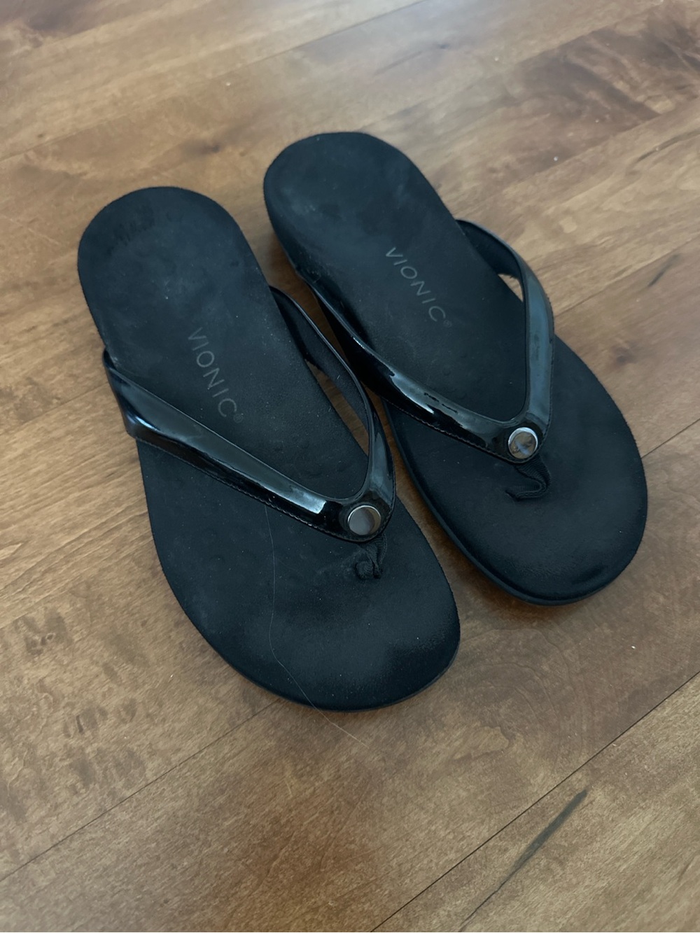 Vionic Black Orthotic Flip Flop Sandals Arch Support Size 9